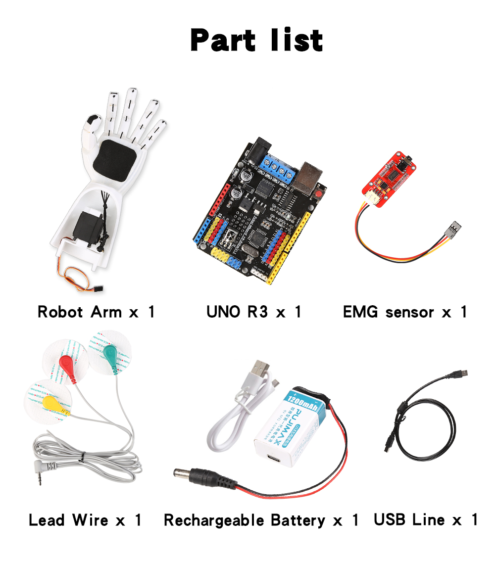 EMG Sensor Robotic Arm Electri - огляд і ціна Robot Arm Kit
