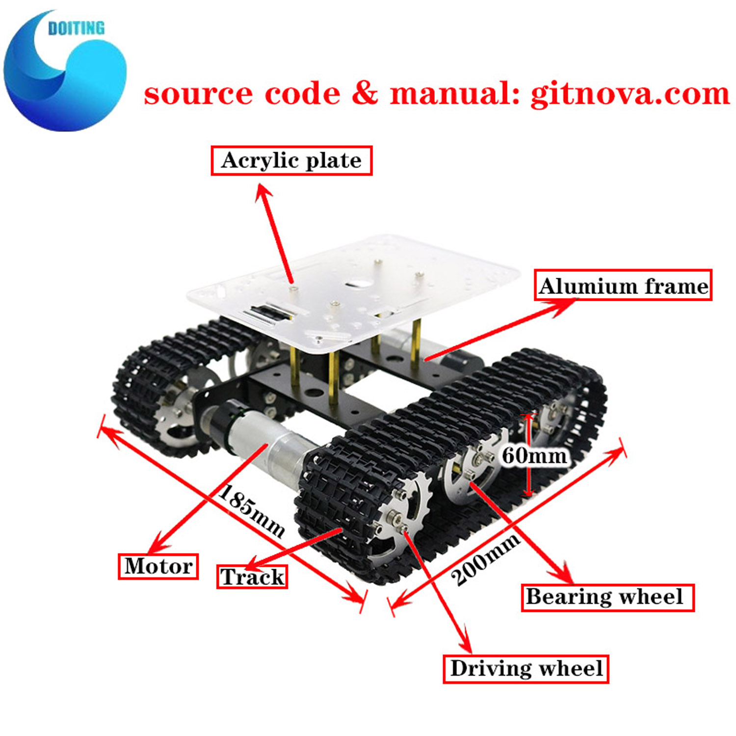 RC Metal Robot Tank Car Chassi - огляд і ціна Tracked Robot Chassis