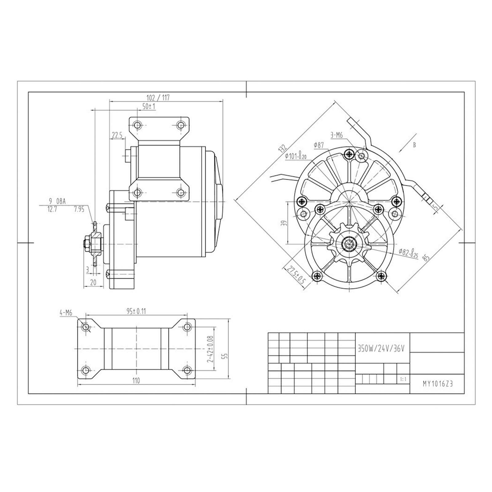 24V 250W DC Brushed Motor E‑Bi - огляд і ціна Dc Motor