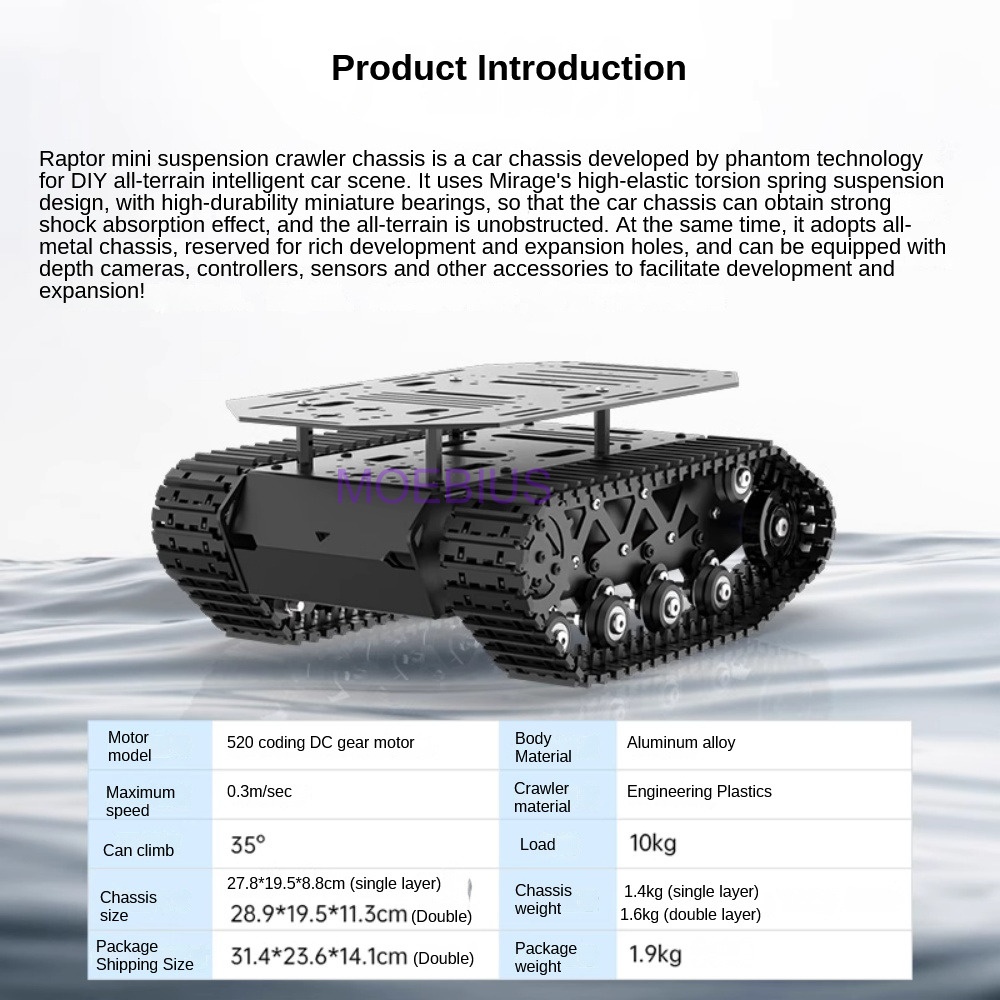 10KG Payload Metal Shock Absor - огляд і ціна Tracked Robot Chassis